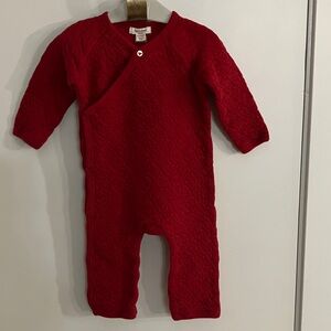 Cozy Red Quilted Baby Footie